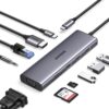 UGREEN USB-C 10-in-1 Docking Station with 4K HDMI and VGA, 1Gbps Ethernet, 100W PD, 3 USB 3.0 Ports, 3.5mm Audio Jack, SD/TF Card Slots, Multi Adapter